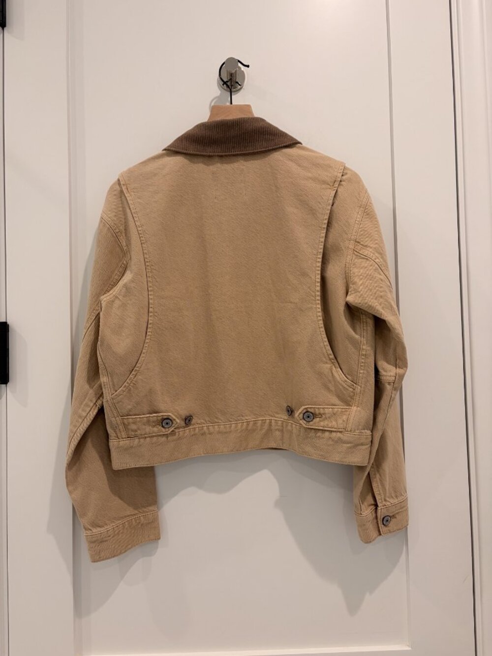 Abercrombie & Fitch Tan Cropped Zip Up Workwear Jacket w Corduro Collar - NWT - Picture 5 of 7